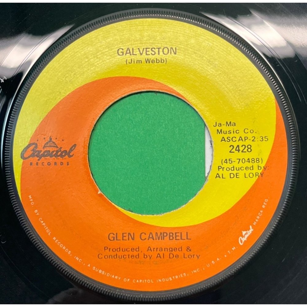 Glen Campbell Galveston / How Come Every Time I Itch 45 Country Capitol 2428 VG+